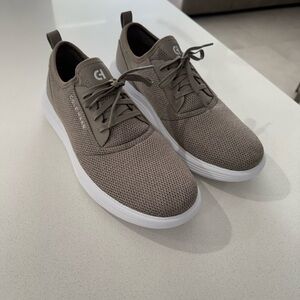 Cole Haan Men's Taupe Knit Lace-Up Sneakers with White Sole